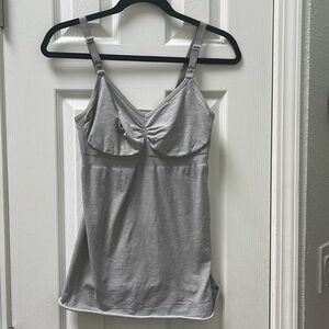 Great nursing camisole with support. post partum. fits small medium grey tank